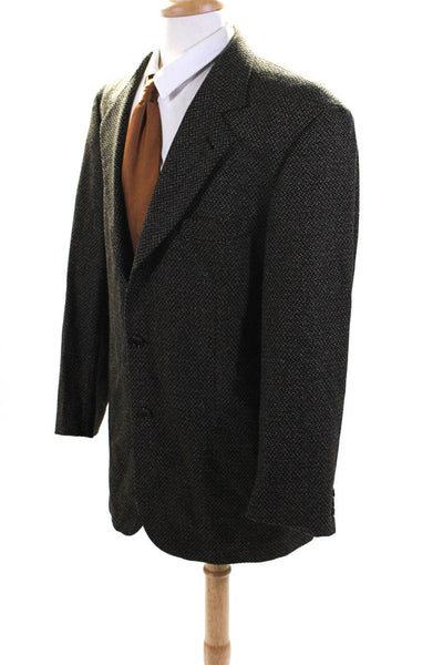 Boss Hugo Boss Mens Three Button Notched Lapel Blazer Jacket Brown Black 42L