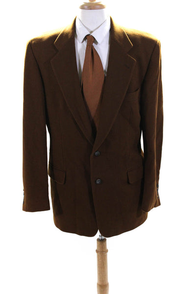 Boss Hugo Boss Mens Two Button Notched Lapel Blazer Jacket Brown Cashmere 42L