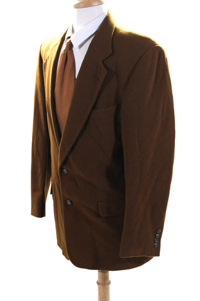 Boss Hugo Boss Mens Two Button Notched Lapel Blazer Jacket Brown Cashmere 42L