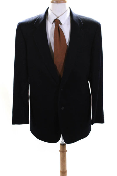 Donna Karan Mens Two Button Notched Lapel Cashmere Blazer Jacket Navy Size 44R