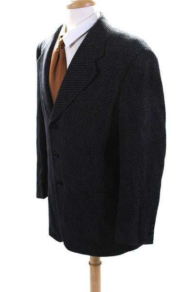 Pal Zileri Mens Three Button Notched Lapel Blazer Jacket Navy Brown Size IT 54