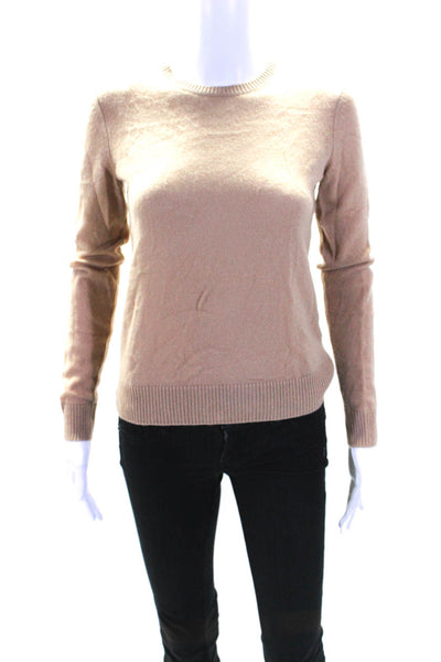 Theory Womens Long Sleeve Crew Neck Cashmere Sweatshirt Brown Size Petite