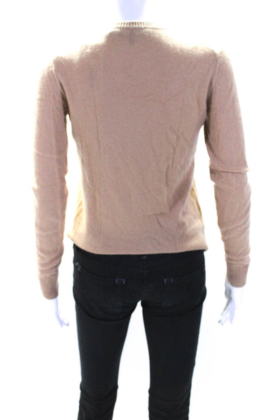 Theory Womens Long Sleeve Crew Neck Cashmere Sweatshirt Brown Size Petite