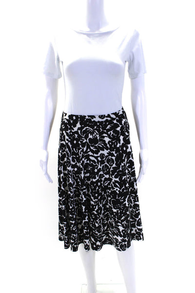 Michael Michael Kors Womens Elastic Waistband Knit Printed Skirt Black White XL