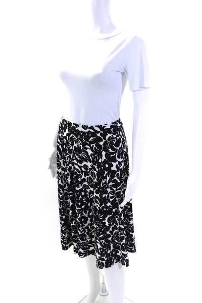 Michael Michael Kors Womens Elastic Waistband Knit Printed Skirt Black White XL