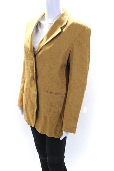 Sandro Womens Cotton Single Breasted Notched Lapel Jacket Gold Size 42