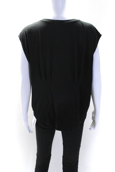 Good American Womens Inverted Pleat Front Pullover Tank Top Black Cotton Size 5