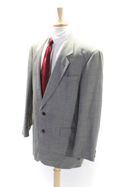 Boss Hugo Boss Mens Two Button Notched Lapel Blazer Jacket Gray Wool Size 42L