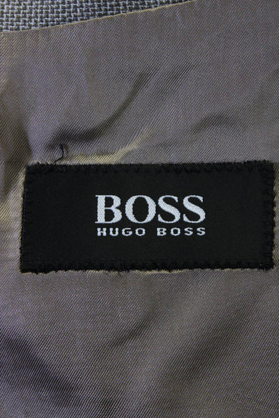 Boss Hugo Boss Mens Two Button Notched Lapel Blazer Jacket Gray Wool Size 42L