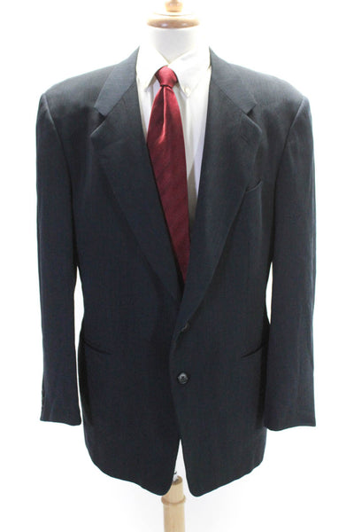 Quinto Mens Two Button Notched Lapel Blazer Jacket Navy Blue Wool Size IT 54L