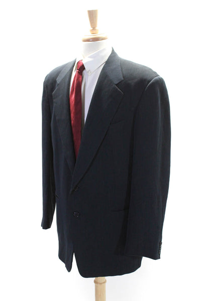 Quinto Mens Two Button Notched Lapel Blazer Jacket Navy Blue Wool Size IT 54L