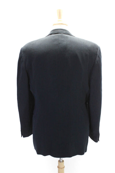 Quinto Mens Two Button Notched Lapel Blazer Jacket Navy Blue Wool Size IT 54L