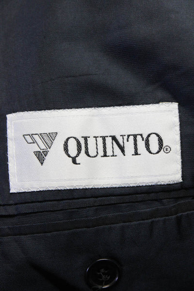 Quinto Mens Two Button Notched Lapel Blazer Jacket Navy Blue Wool Size IT 54L