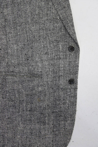 Burberrys Mens Two Button Notched Lapel Herringbone Blazer Jacket White Black 42