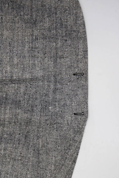 Burberrys Mens Two Button Notched Lapel Herringbone Blazer Jacket White Black 42