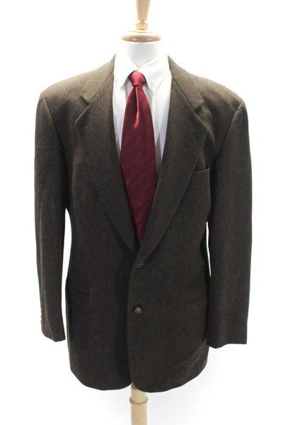 Boss Hugo Boss Mens Two Button Notched Lapel Blazer Jacket Brown Wool Size 42L