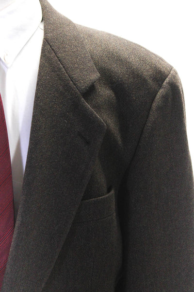 Boss Hugo Boss Mens Two Button Notched Lapel Blazer Jacket Brown Wool Size 42L