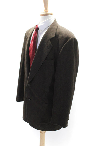 Boss Hugo Boss Mens Two Button Notched Lapel Blazer Jacket Brown Wool Size 42L