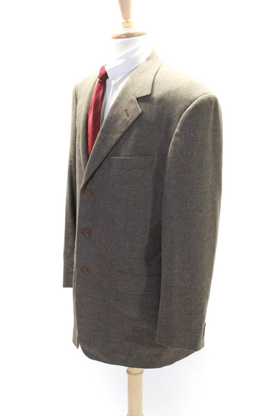 Pal Zileri Mens Three Button Notched Lapel Blazer Jacket Brown Wool Size IT 54L