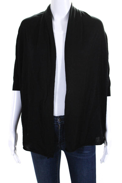 BCBGMAXAZRIA Womens Long Sleeve Open Front Silk Cardigan Sweater Black Small