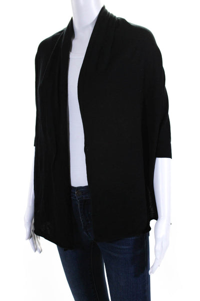 BCBGMAXAZRIA Womens Long Sleeve Open Front Silk Cardigan Sweater Black Small