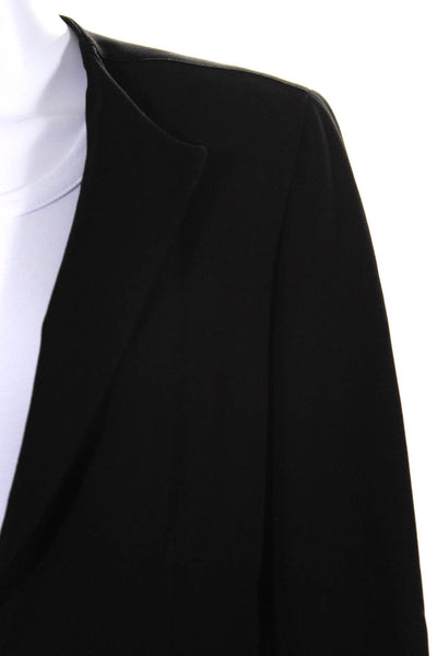 Calvin Klein Collection Womens Button Front Crew Neck Jacket Black Wool Size 8