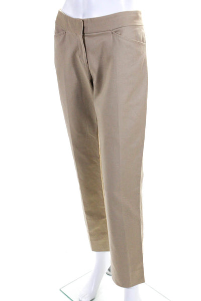 Elie Tahari Womens Zipper Fly Mid Rise Straight Leg Pants Brown Cotton Size 6