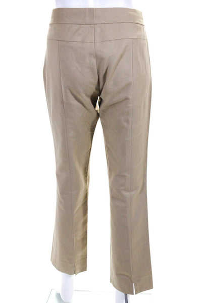 Elie Tahari Womens Zipper Fly Mid Rise Straight Leg Pants Brown Cotton Size 6