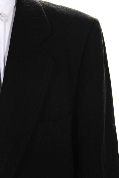 Giorgio Armani Mens Two Button Notched Lapel Pinstriped Blazer Jacket Black 46R