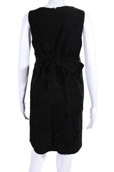 Karta Womens Open Knit Crew Neck Sleeveless Belted Shift Dress Black Size Small