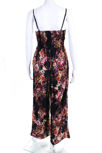 Band of Gypsies Womens Floral Print Sweetheart Neck Jumpsuit Blue Size Medium