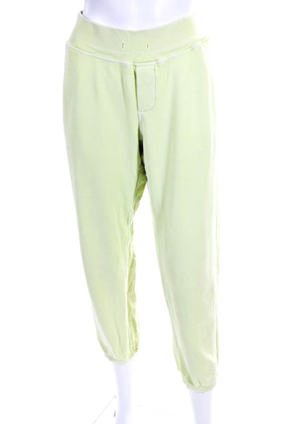 NSF Womens Pull On High Rise Sweat Pants Chartreuse Green Cotton Size Large