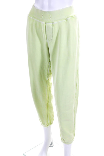 NSF Womens Pull On High Rise Sweat Pants Chartreuse Green Cotton Size Large