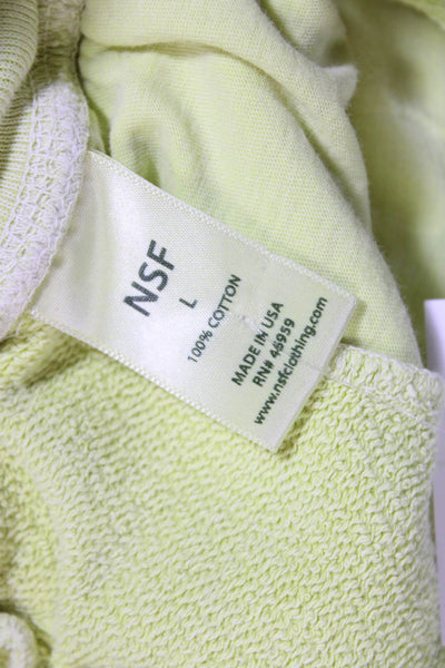 NSF Womens Pull On High Rise Sweat Pants Chartreuse Green Cotton Size Large