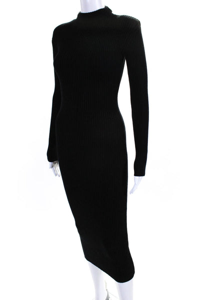 ASTR Womens Ribbed Knit Long Sleeve Mock Neck Bodycon Dress Black Size S