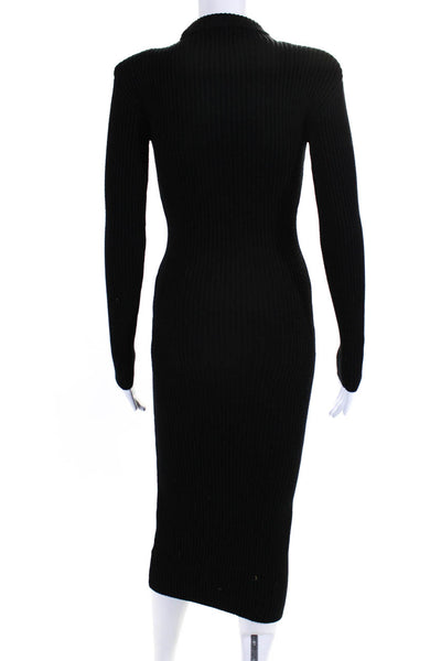 ASTR Womens Ribbed Knit Long Sleeve Mock Neck Bodycon Dress Black Size S