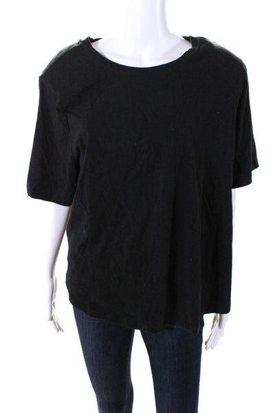 Good American Womens Crew Neck Short Sleeves Tee Shirt Black Cotton Size 6