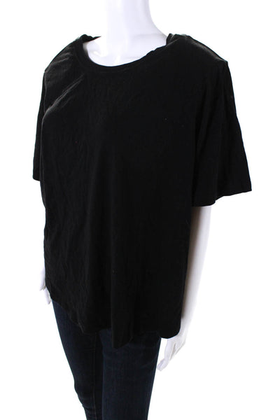 Good American Womens Crew Neck Short Sleeves Tee Shirt Black Cotton Size 6