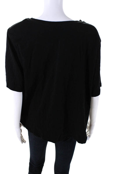 Good American Womens Crew Neck Short Sleeves Tee Shirt Black Cotton Size 6