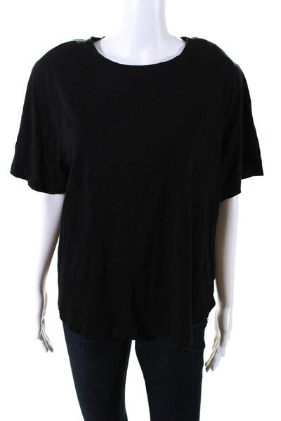 Good American Womens Short Sleeves Pullover Tee Shirt Black Cotton Size 5