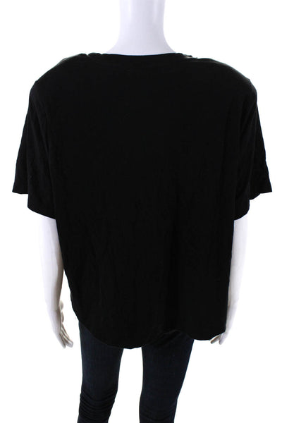 Good American Womens Short Sleeves Pullover Tee Shirt Black Cotton Size 5