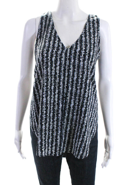 10 Crosby Derek Lam Womens Stripe V Neck Tank Top Blouse Navy Size 2