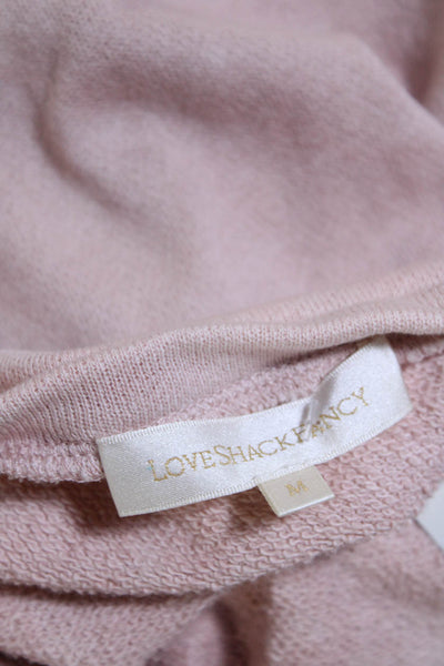 Love Shack Fancy Womens Terry Ruffle Crew Neck Sweatshirt Blush Pink Size Medium