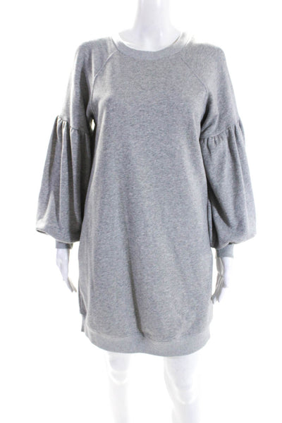 JOA Los Angeles Womens Lantern Sleeve Mini Sweatshirt Dress Heather Gray Size XS