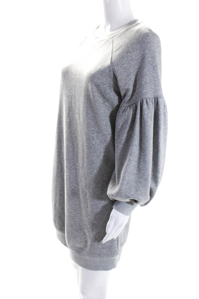 JOA Los Angeles Womens Lantern Sleeve Mini Sweatshirt Dress Heather Gray Size XS