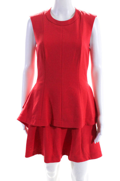 BCBG Max Azria Womens Sleeveless Tiered A Line Shirlee Dress Red Berry Size 8