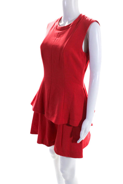 BCBG Max Azria Womens Sleeveless Tiered A Line Shirlee Dress Red Berry Size 8