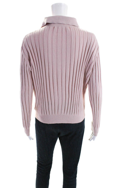 One Grey Day Womens Long Sleeves Crew Neck Sweater Pink Cotton Size Small