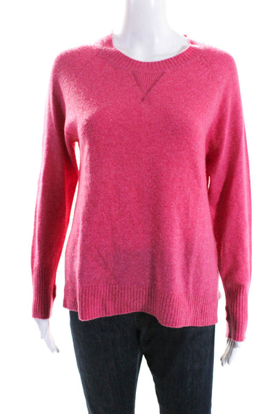 27 Miles Womens Cashmere Long Sleeves Crew Neck Sweater Pink Size Medium