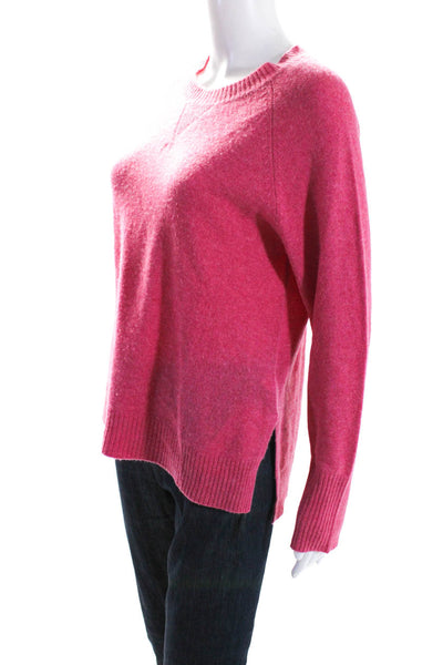 27 Miles Womens Cashmere Long Sleeves Crew Neck Sweater Pink Size Medium